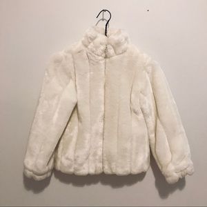 Old Navy Kids White Faux Fur Jacket